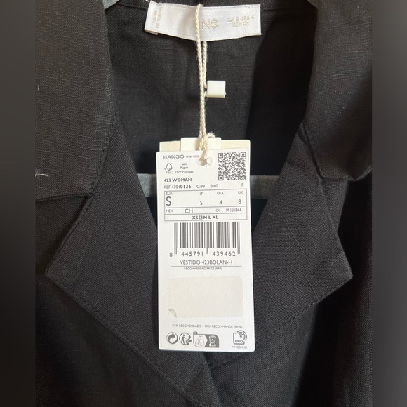 New, Mango Black sleeveless shirt dress with gold buttons, size Small - Picture 4 of 7